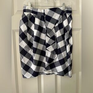 Women’s JODI ARNOLD Navy Blue & White Gingham Check Skirt Lined  Pockets Size 8